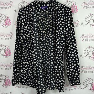 Mexx shirt button down hearts polka dot Black and White Heart Pattern